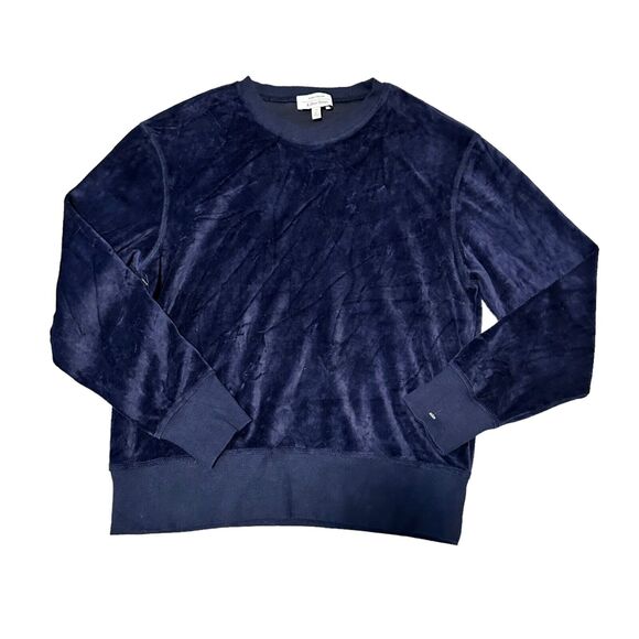 & Other Stories Women's Size S Velvet Velour Crew Neck Sweatshirt Navy - Picture 1 of 5